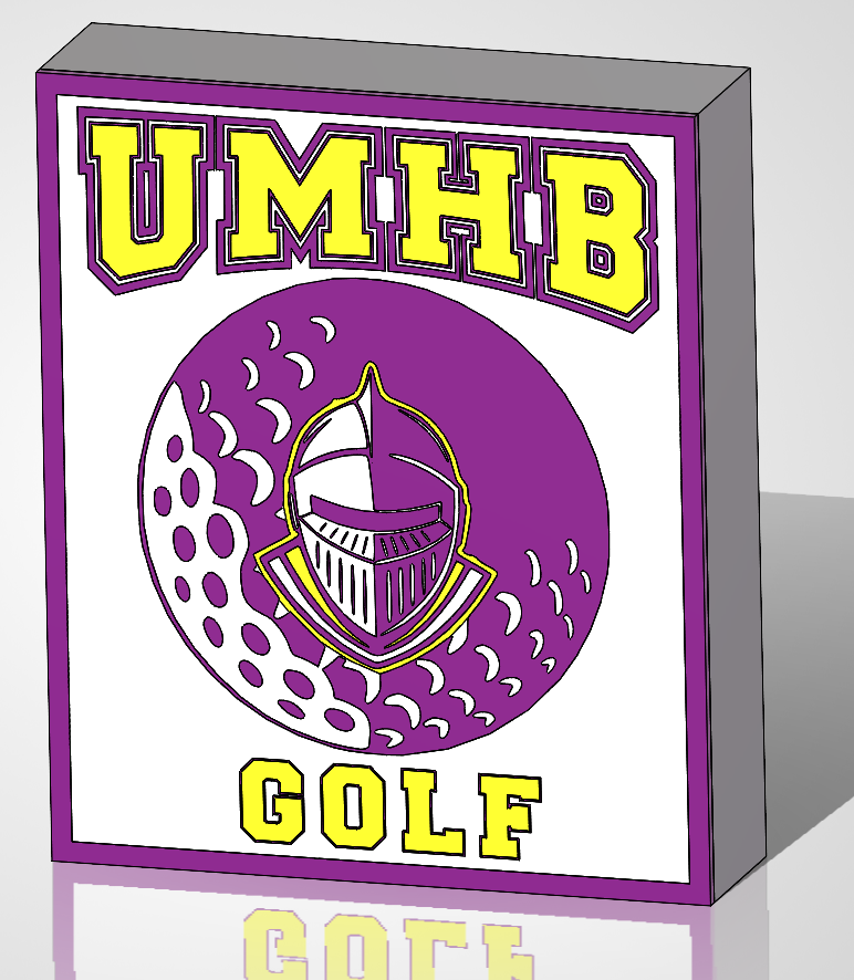 UMHB Golf Light Box Sign — Knight + Golf Ball Background (3D Printed LED Display)